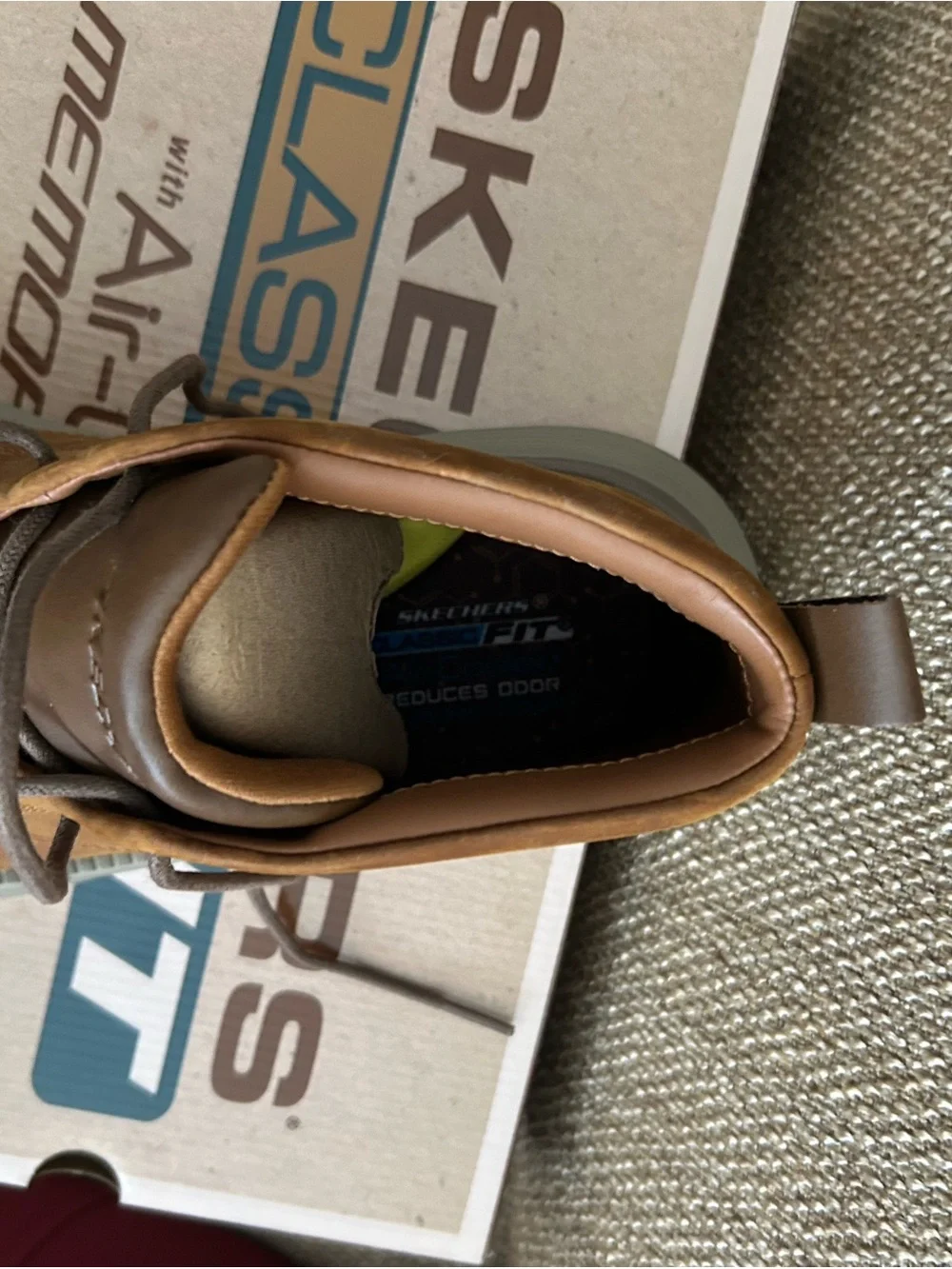 Skechers Men’s Brown Leather Lace-Up Oxfords with Gray Outsole